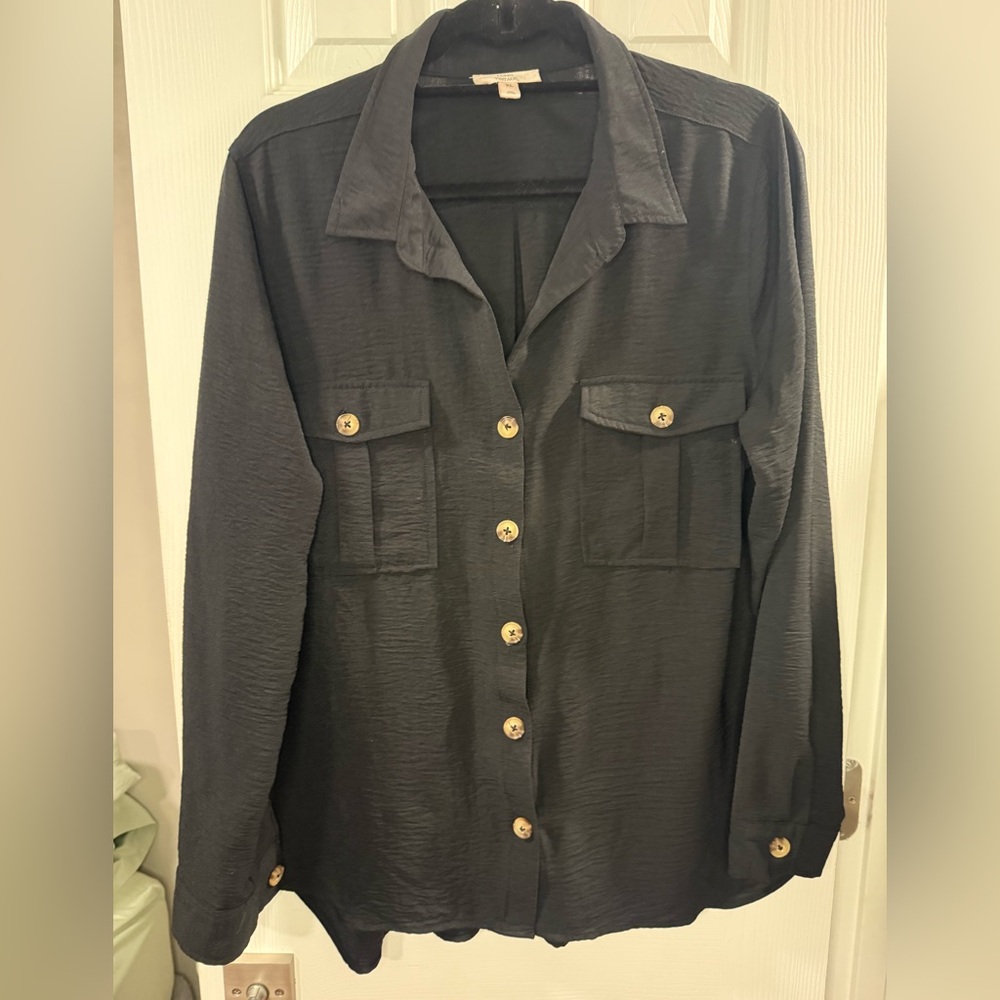 Women's Black Button-Up Shirt
